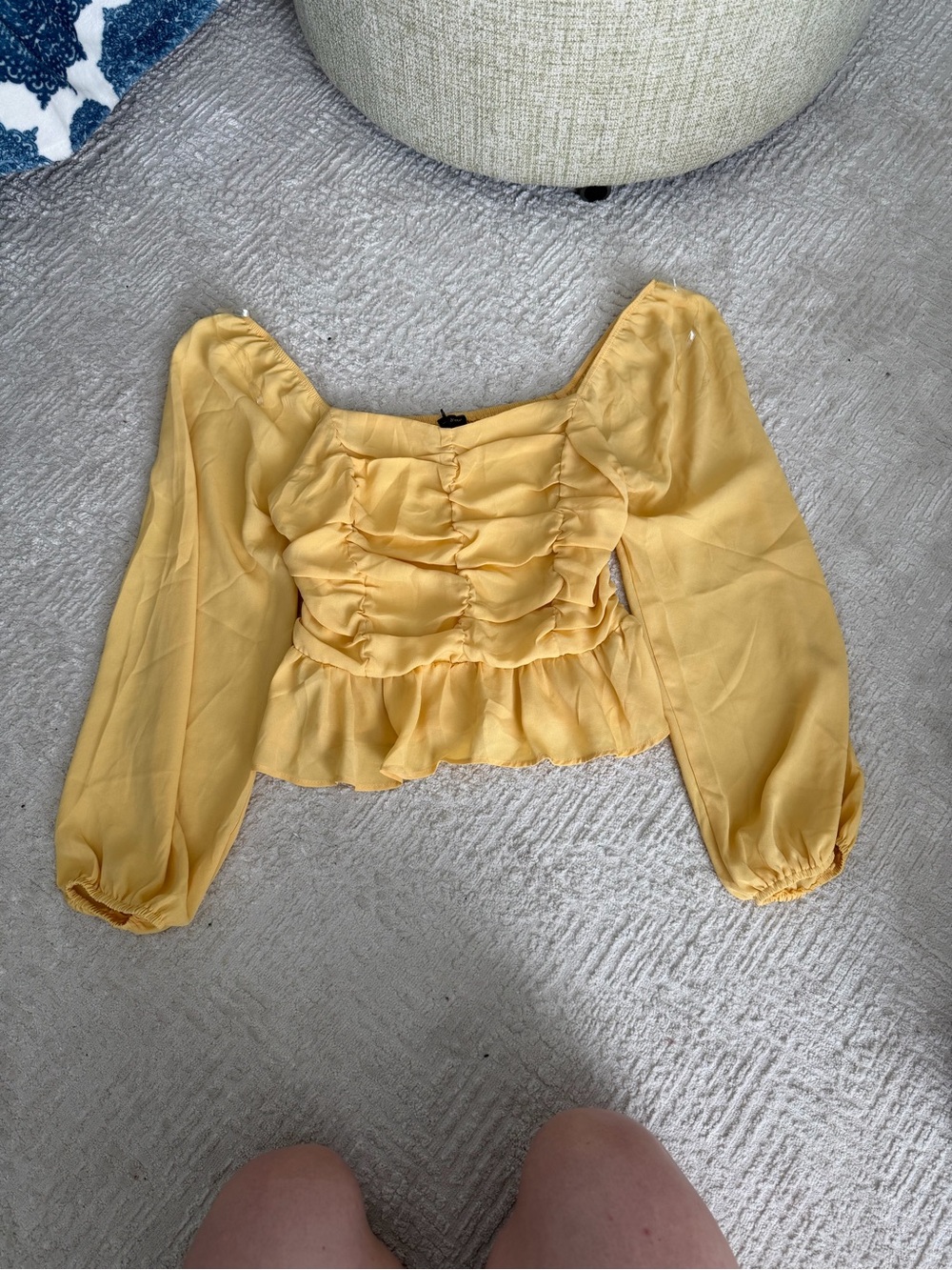 Yellow Ruffled Long-Sleeve Women’s Top